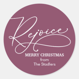 Vreugde Kerstmis - Kies achtergrondkleur Ronde Sticker