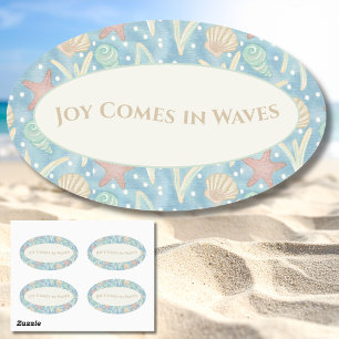 Vreugde Komt in Golven – Boho Strand Ovale Sticker