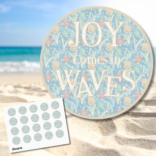 Vreugde komt in golven – Boho Strand Ronde Sticker