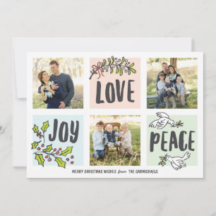 Vreugde Liefde en Vrede Drie Foto Vakantie Kaart