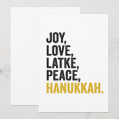 Vreugde Liefde Latkes Vrede Hanukkah Grappig Joods Kaart (Voorkant / Achterkant)