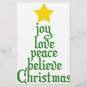 Vreugde, Liefde, Vrede, Geloof, Kerstmis Briefpapier