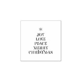 Vreugde, liefde, vrede, vrolijk kerstfeest 	rubberstempel (Afrduk)