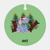 Vreugde Olifant Kerstmis Metalen Ornament (Achterkant)