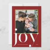 Vreugde Rood Ingelijste Foto Winter Foliage Kerstm Kaart (Voorkant)