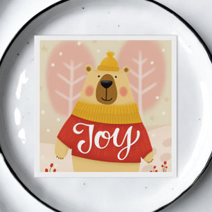 Vreugde. Schattige winterkerstbos beer dier Servet