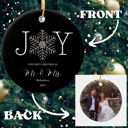 Vreugde Sneeuwvlok Onze Eerste Kerstmis als Mr & M Keramisch Ornament