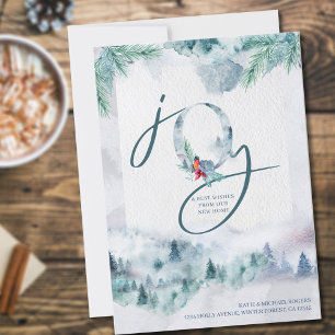 Vreugde van Nieuw Thuis Watercolor Mistige Bos Ver Aankondiging