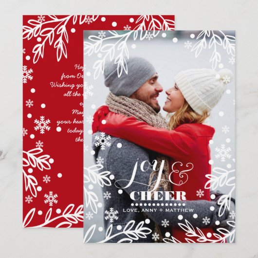 Vreugde & vreugde. Custom Holiday Flat Photo Card Feestdagenkaart (Voorkant / Achterkant)