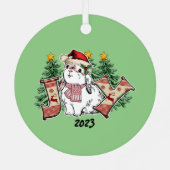 Vreugde Wit Konijn Kerstmis Metalen Ornament (Achterkant)