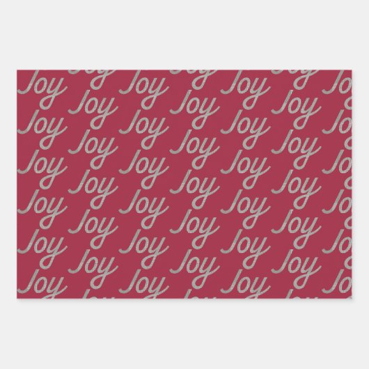 Vreugde Xmas Boom Houndstooth Wit Bourgondië Groen Inpakpapier Vel (Voorkant 2)