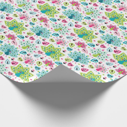 vreugdevogel en uil cadeaupapier (Hoek)