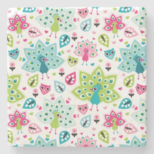 vreugdevogel en uil stenen onderzetter (Voorkant)