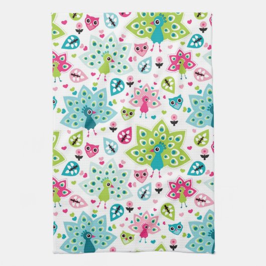 vreugdevogel en uil theedoek (Verticaal)