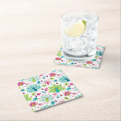 vreugdevogel en uil vierkante kartonnen onderzetter (Insitu)