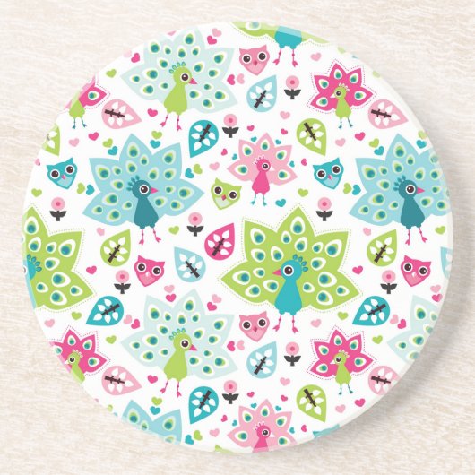 vreugdevogel en uil zandsteen onderzetter (Voorkant)