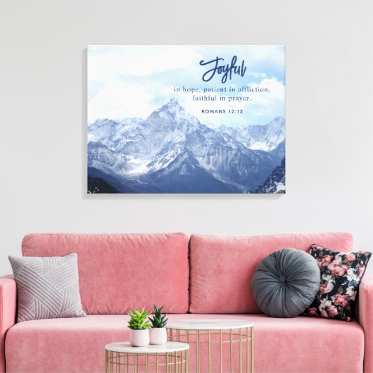 Vreugdevol in hoop Christelijke Inspirerend berg Canvas Afdruk (Insitu (Woonkamer))