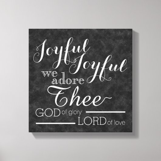 Vreugdevol zijn we dol op het Christelijke krijtbo Canvas Afdruk (Voorkant)