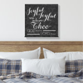 Vreugdevol zijn we dol op het Christelijke krijtbo Canvas Afdruk (Insitu (Slaapkamer))