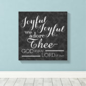 Vreugdevol zijn we dol op het Christelijke krijtbo Canvas Afdruk (Insitu (Houten vloer))