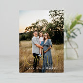 Vreugdevolle Moderne Kerstmisfoto Minimaal Ontwerp Folie Feestdagenkaart (Staand Voorkant)