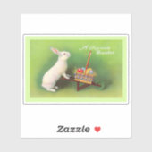 Vreugdevolle Pasen Wit Konijn kruiwagen Gekleurd E Sticker (Vel)