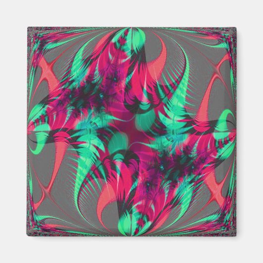 Vreugdevolle rode fractal magneet (Voorkant)