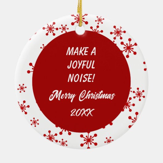 Vreugdevolle ruis Franse buldog rode sneeuwvlok va Keramisch Ornament (Achterkant)