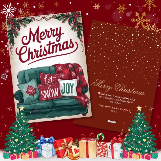  vreugdevolle sofa kerstgroeten feestdagenkaart