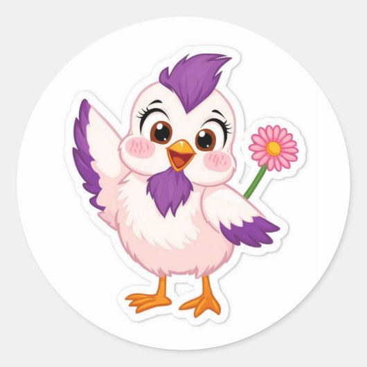 vreugdevolle vogel ronde sticker (Voorkant)