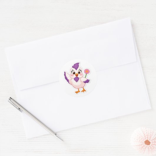 vreugdevolle vogel ronde sticker (Envelop)