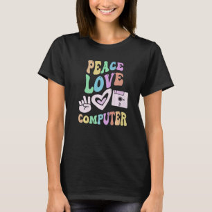 VRIEDE LIEFDE COMPUTER Retro technologie leraar Gr T-shirt