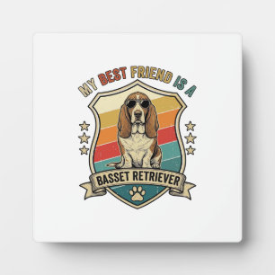 Vriend Basset Retriever Hond Zonnebril Retro Schil Fotoplaat