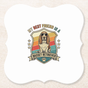 Vriend Basset Retriever Hond Zonnebril Retro Schil Kartonnen Onderzetters