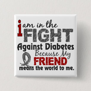 Vriend betekent wereld voor mij Diabetes Vierkante Button 5,1 Cm