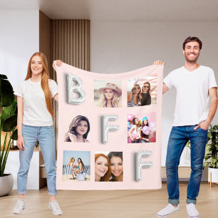 Vriend blush roos gouden zilveren foto collage fleece deken