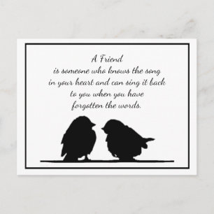 Vriend citaat Song in je hart en vogels Briefkaart