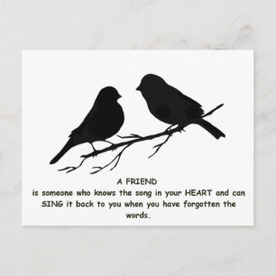 Vriend citaat Song in je hart en vogels Briefkaart