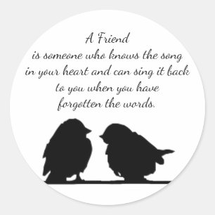 Vriend citaat Song in je hart en vogels Ronde Sticker