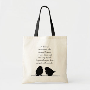Vriend citaat Song in je hart en vogels Tote Bag