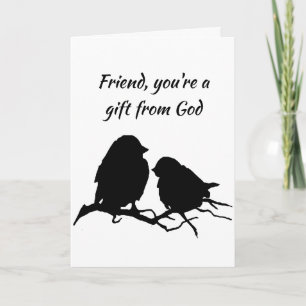Vriend dank God voor jou Cute Vogels Verjaardag Bedankkaart