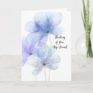 Vriend die aan je denkt Wispy Soft Blue Flowers Kaart