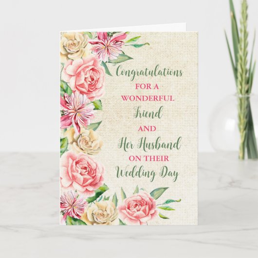 Vriend en Haar Man Trouwdag Gefeliciteerd Kaart (Voorkant)