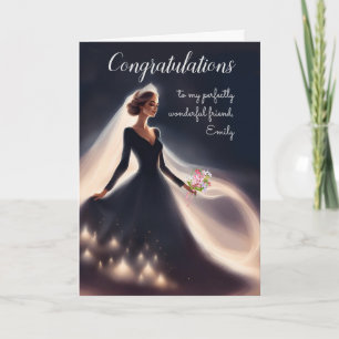 Vriend Gefeliciteerd met bruiloft zwarte jurk Kaart