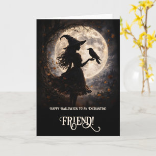 Vriend Gelukkig Halloween Lieve Heks in het Maanli Kaart