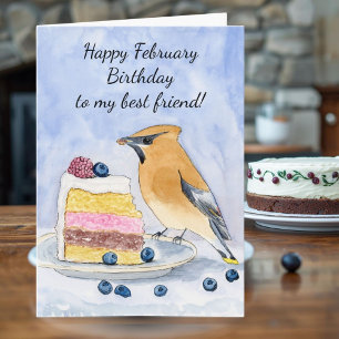 Vriend Gelukkige Februari Verjaardag Vogel Kaart