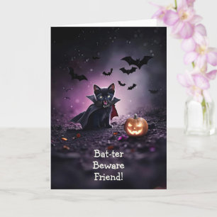 Vriend Halloween Schattigee en Grappige Zwarte Kit Kaart