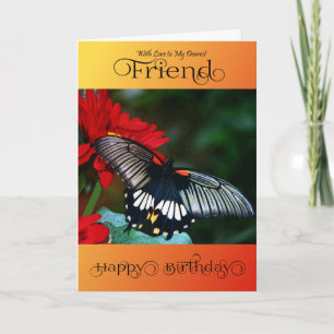 Vriend - Happy Birthday - Black Butterfly Kaart