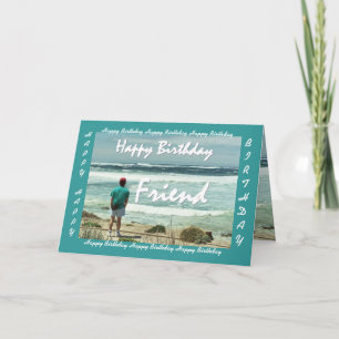 VRIEND - Happy Birthday - Man en oceaangolven Kaart