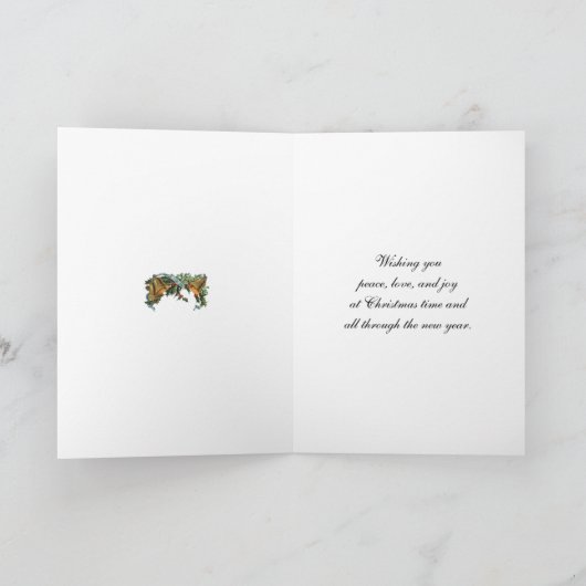 Vriend kerstscrollers en bloemen feestdagen kaart (Binnen)